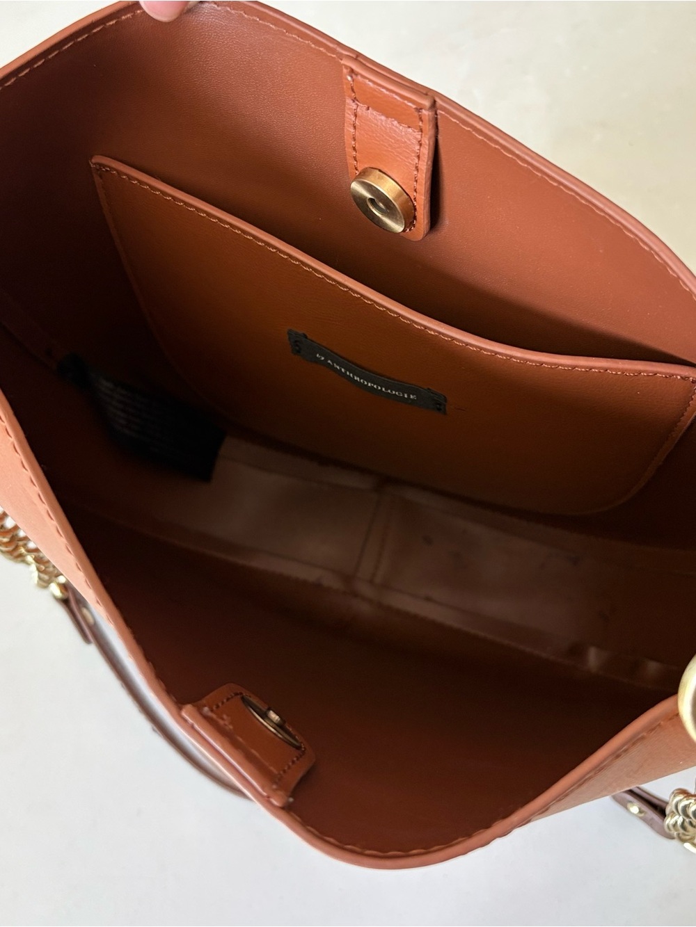 Anthropologie Brown Hobo Bag Triple 7 Modern Moon Shoulder Crossbody Bag Tote - Picture 6 of 11